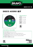 BRAVO – Disco abrasivo corte Metal b7 (Ficha técnica)
