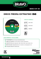 BRAVO – Disco abrasivo corte Piedra Extrafino b8 (Ficha técnica)