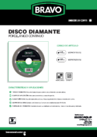 BRAVO – Disco diamante Porcelánico Continuo wsphd (Ficha técnica)